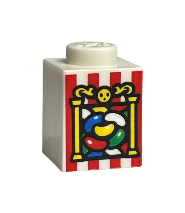  - Steen 1 x 1 met jellybeans, gele zuilen en rode strepen (HP Smekkies in Alle Smaken) - White | N