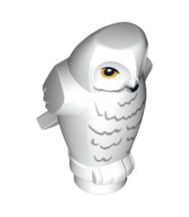  - Uil, hoekige vorm met zwarte snavel, lichtoranje ogen en donkerblauwgrijze borstveren (HP Hedwig) - White | N - Thumbnail
