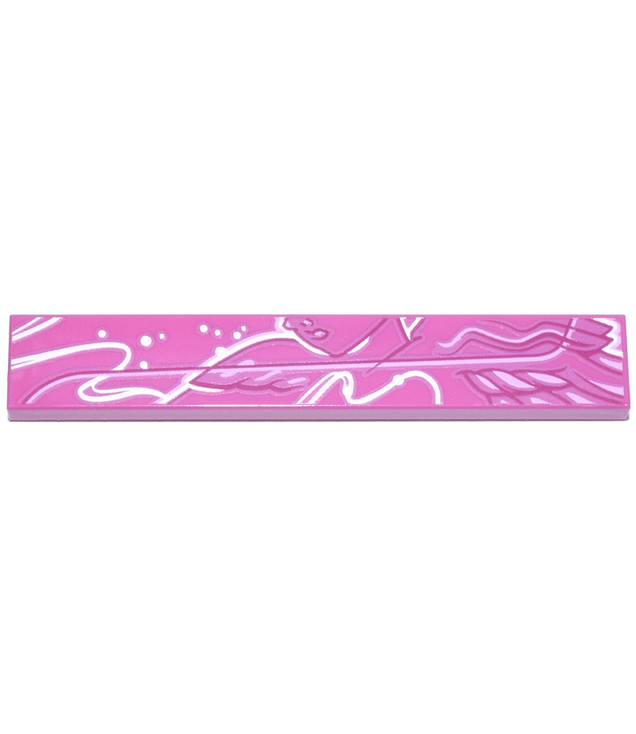  - Tegel 1 x 6 met witte, magenta en roze vrouwelijke onderkant van gezicht, veren, gebogen lijnen en stippen – model linkerzijde - Dark Pink | N
