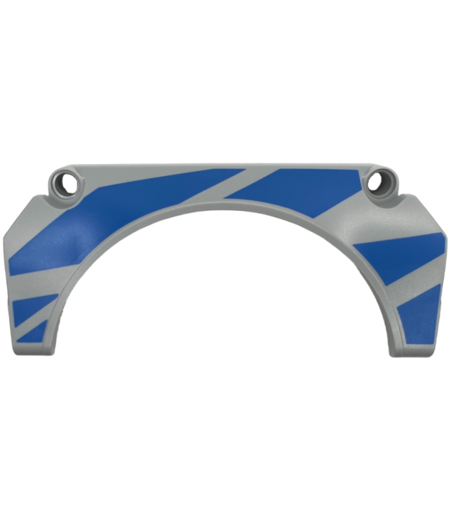  - Technic paneel spatbord gebogen #32 11 x 2 x 5 recht bovenvlak met blauwe racestrepen – model linkerzijde - Light Bluish Gray | N