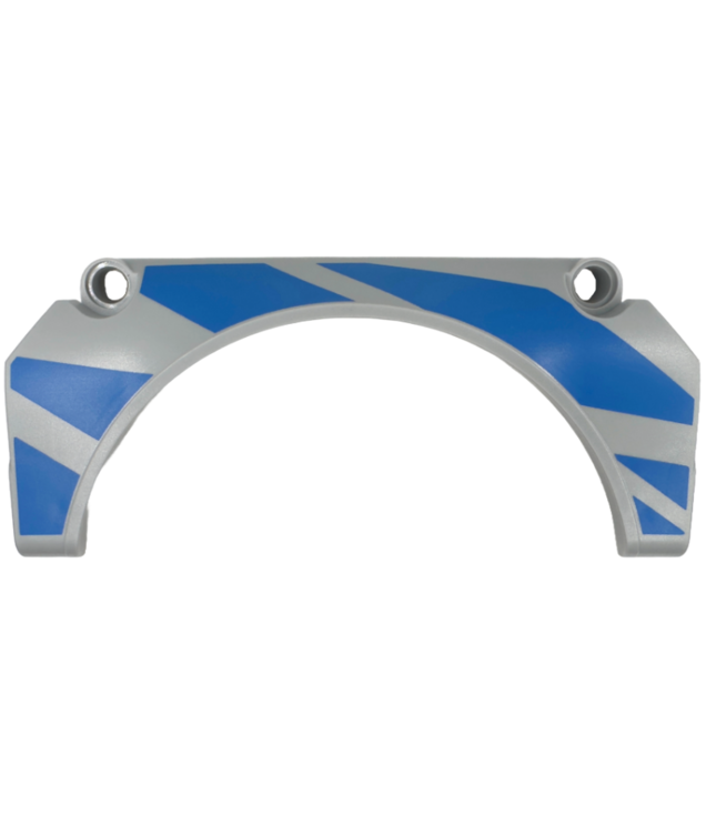  - Technic paneel spatbord gebogen #32 11 x 2 x 5 recht bovenvlak met blauwe racestrepen – model rechterzijde - Light Bluish Gray | N