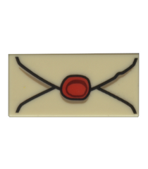  - Tegel 1 x 2 met envelop, rode lakzegel en donkerbruine accenten - Tan | N - Thumbnail