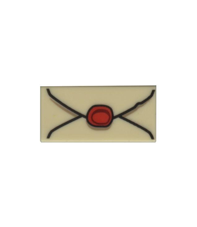  - Tegel 1 x 2 met envelop, rode lakzegel en donkerbruine accenten - Tan | N