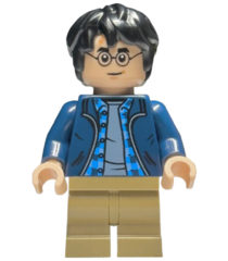  - Harry Potter – donkerblauw open jasje over geruit overhemd met kraag en zandblauw shirt, donkerbruine middelgrote benen - (Not Applicable) | N - Thumbnail