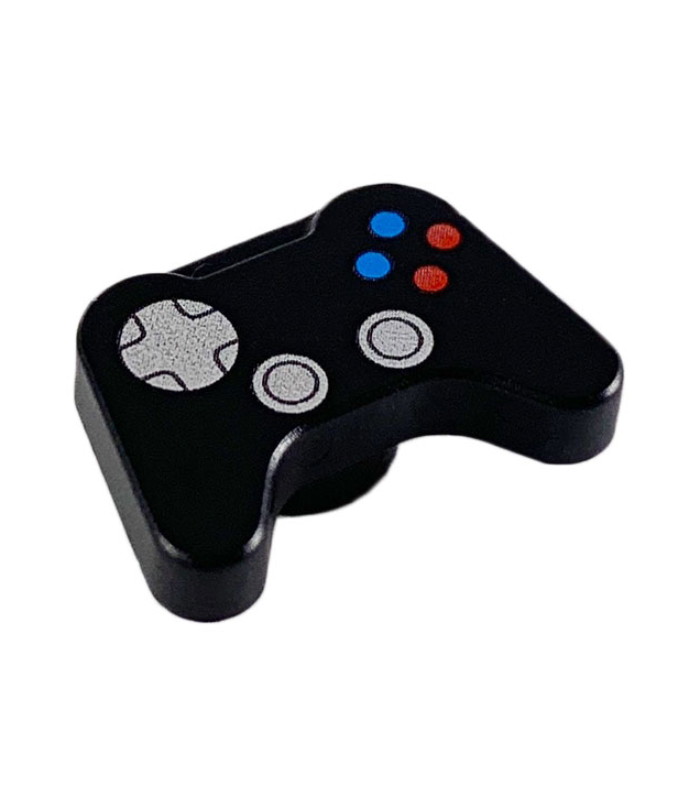  - Minifiguur accessoire gamecontroller met zilveren D-pad, joysticks, blauwe en rode knoppen - Black | N