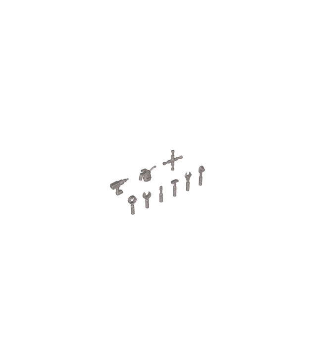LEGO - Minifiguur-accessoires, gereedschap 9 stuks in zak (multipack) - Flat Silver | N