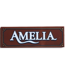  - Tegel 2 x 6 met bord ‘AMELIA’ in wit met donkerblauwe en gouden rand - Reddish Brown | N - Thumbnail