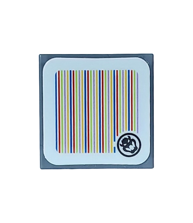  - Tegel 2 x 2 met Super Mario-scan code Bowser-hoofd (sticker) – set 71437 - Dark Bluish Gray | N