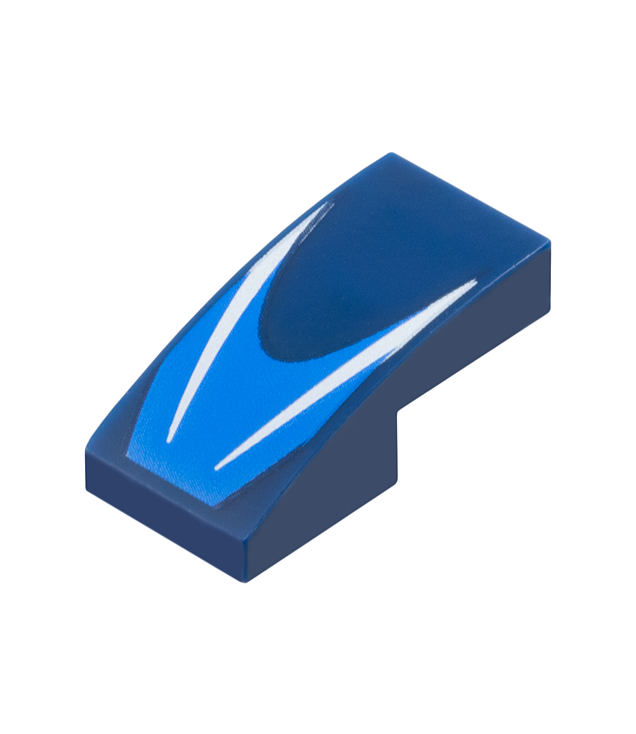  - Tegel 2 x 4 met zwart, grijs en wit Bowser-kasteel en pijl op houtnerf achtergrond - Dark Blue | N