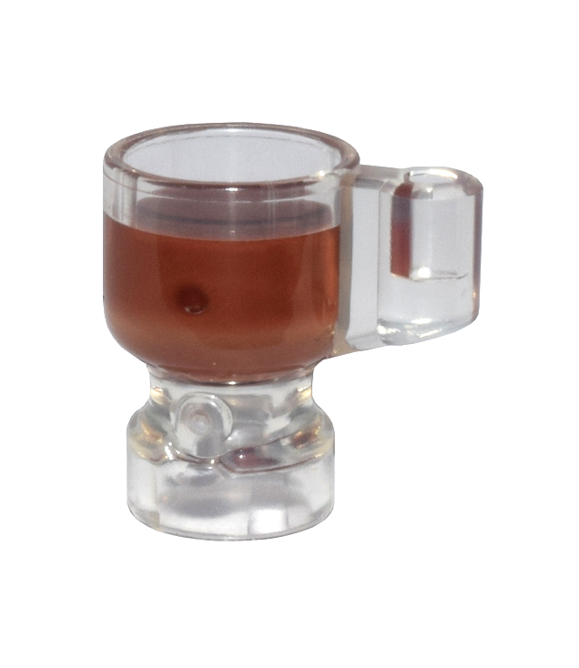 - Tegel 2 x 4 met rood en wit Peach-kasteel en pijl op houtnerf achtergrond - Trans-Clear | N