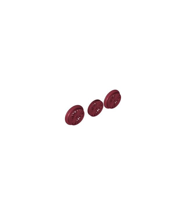  - Treinwiel RC, spaakvormig met Technic-asgat en contragewicht, blind en flenswiel, 3 stuks per zakje (multipack) - Dark Red | N