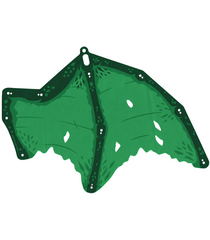  - Stoffen vleugel draak links, gescheurd, met donkergroene botten, groene schubben en rand - Bright Green | N - Thumbnail