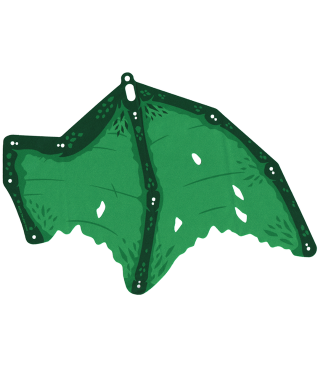  - Stoffen vleugel draak links, gescheurd, met donkergroene botten, groene schubben en rand - Bright Green | N