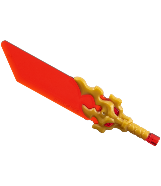  - Minifiguurwapen zwaard met parelgouden gevest en vlammende drakenkop (Reveal Blade) - Trans-Red | N