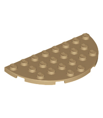 LEGO - Plaat, rond half 4 x 8 - Dark Tan | N - Thumbnail