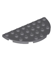 LEGO - Plaat, rond half 4 x 8 - Dark Bluish Gray | N - Thumbnail