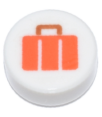  - Ronde tegel 1 x 1 met rood-oranje koffer en donkeroranje handvat - White | N - Thumbnail