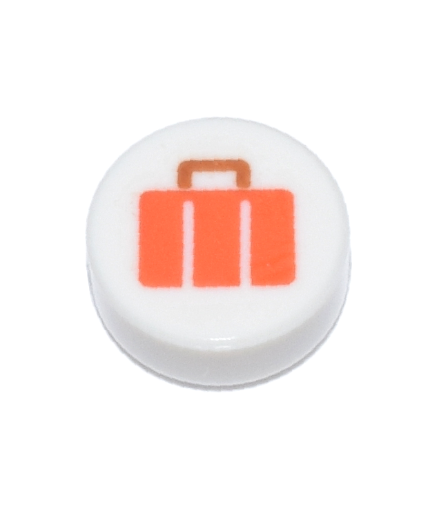  - Ronde tegel 1 x 1 met rood-oranje koffer en donkeroranje handvat - White | N