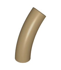  - Steen, ronde buis 1 x 1 bocht 45° macaroni half – as-gat - Dark Tan | N - Thumbnail