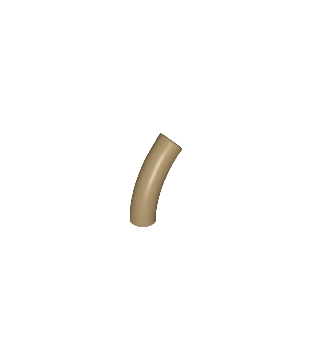  - Steen, ronde buis 1 x 1 bocht 45° macaroni half – as-gat - Dark Tan | N