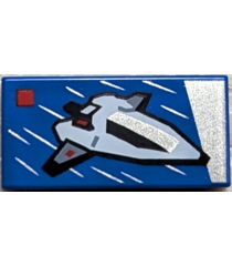 - Tegel 1 x 2 met LEGO City set 60430 Interstellar Spaceship doosafbeelding­patroon - Blue | N - Thumbnail