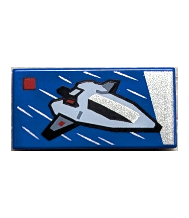  - Tegel 1 x 2 met LEGO City set 60430 Interstellar Spaceship doosafbeelding­patroon - Blue | N