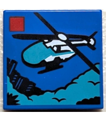  - Tegel 2 x 2 met LEGO City set 60405 reddingshelikopter doosafbeelding­patroon - Blue | N - Thumbnail