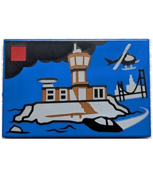  - Tegel 2 x 3 met LEGO City set 60419 politievangeneiland doosafbeelding­patroon - Blue | N