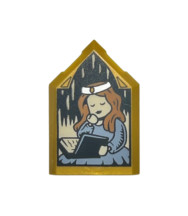  - Tegel, gemodificeerd 2 x 3 vijfhoekig met HP-portret – slapende heks patroon - Pearl Gold | N