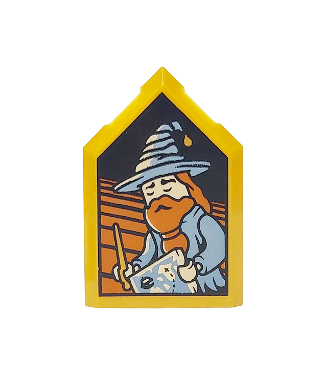  - Tegel, gemodificeerd 2 x 3 vijfhoekig met HP-portret – slapende tovenaar patroon - Pearl Gold | N