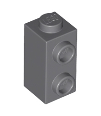 LEGO - Steen, gemodificeerd 1 x 1 x 1 2/3 met noppen aan zijkant - Dark Bluish Gray | N - Thumbnail