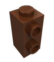 LEGO - Steen, gemodificeerd 1 x 1 x 1 2/3 met noppen aan zijkant - Reddish Brown | N - Thumbnail