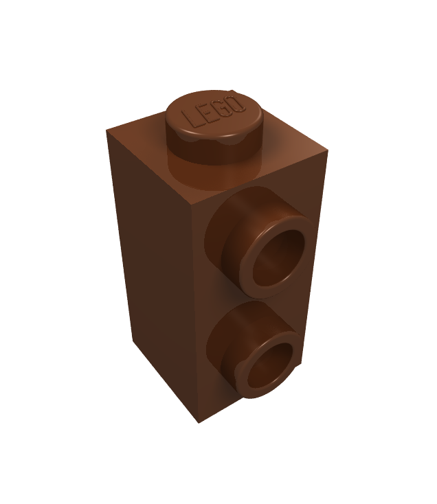 LEGO - Steen, gemodificeerd 1 x 1 x 1 2/3 met noppen aan zijkant - Reddish Brown | N