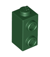 LEGO - Steen, gemodificeerd 1 x 1 x 1 2/3 met noppen aan zijkant - Dark Green | N - Thumbnail