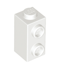 LEGO - Steen, gemodificeerd 1 x 1 x 1 2/3 met noppen aan zijkant - White | N - Thumbnail