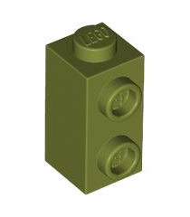 LEGO - Steen, gemodificeerd 1 x 1 x 1 2/3 met noppen aan zijkant - Olive Green | N - Thumbnail