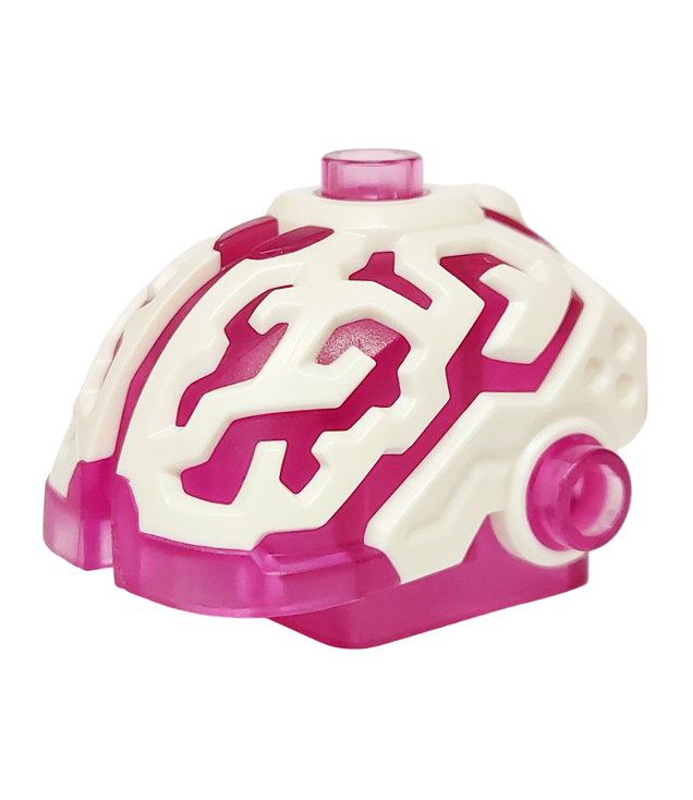  - Minifiguur, hoofd, aangepast alien­cyberbrein met gegoten witte barst­patroon - Trans-Dark Pink | N
