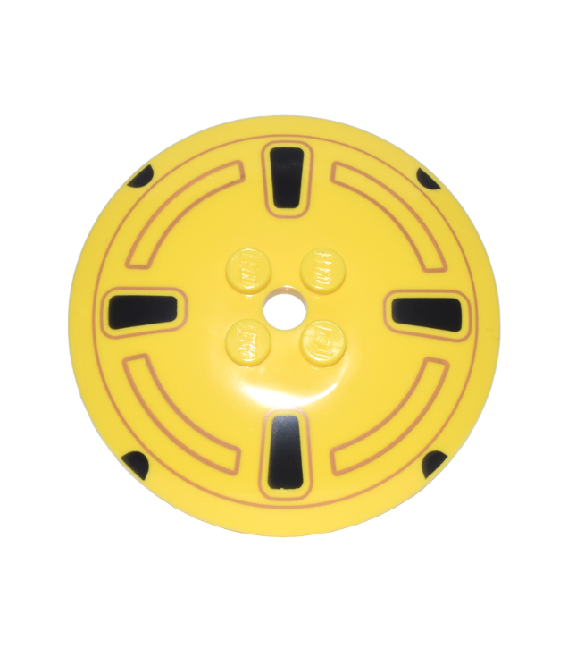  - Schotel 6 x 6 omgekeerd (radar) – dichte noppen met zwart en medium nougat wieldop­patroon - Yellow | N