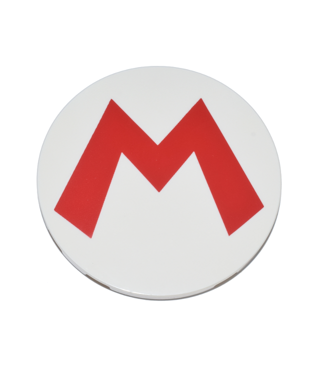  - Tegel, rond 6 x 6 met Super Mario-logo rode hoofdletter M­patroon - White | N