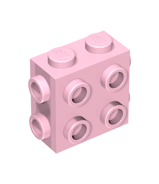 LEGO - Steen, gemodificeerd 1 x 2 x 1 2/3 met noppen aan zijkanten en uiteinden - Bright Pink | N