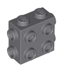 LEGO - Steen, gemodificeerd 1 x 2 x 1 2/3 met noppen aan zijkanten en uiteinden - Dark Bluish Gray | N - Thumbnail