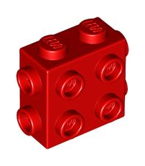 LEGO - Steen, gemodificeerd 1 x 2 x 1 2/3 met noppen aan zijkanten en uiteinden - Red | N - Thumbnail