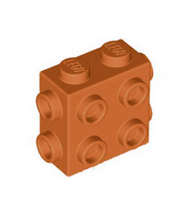LEGO - Steen, gemodificeerd 1 x 2 x 1 2/3 met noppen aan zijkanten en uiteinden - Dark Orange | N - Thumbnail