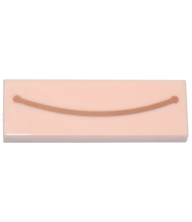  - Tegel 1 x 3 met medium nougat gebogen lijn­patroon (Super Mario gesloten mond­glimlach) - Light Nougat | N