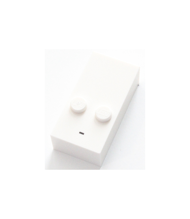  - Steen, braille 2 x 4 met 2 noppen en zwart streepje / minteken (-) patroon (punten-36 ⠤) - White | N