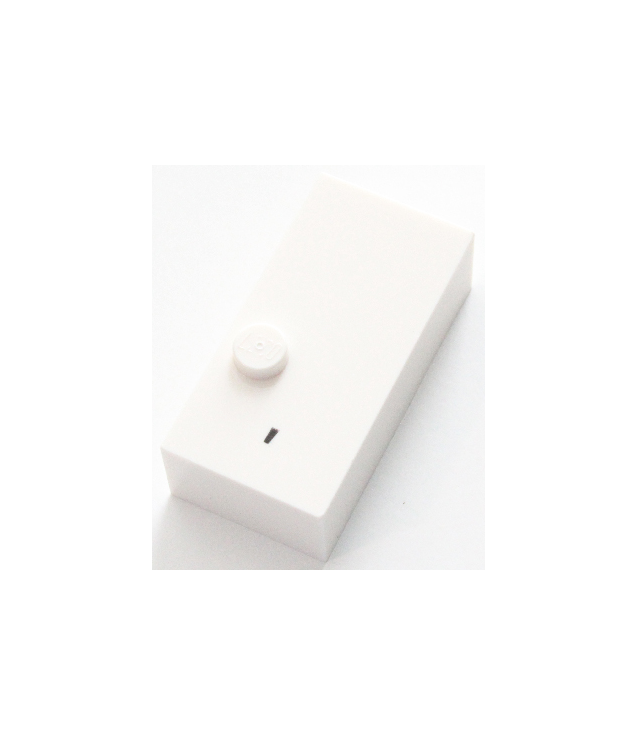  - Steen, braille 2 x 4 met 1 nop en zwart apostrof (') patroon (punten-3 ⠄) - White | N
