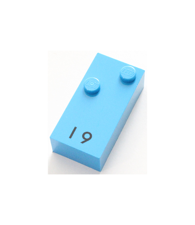  - Steen, braille 2 x 4 met 2 noppen en zwarte hoofdletter I / cijfer 9 patroon (punten-24 ⠊) (Engels) - Dark Azure | N