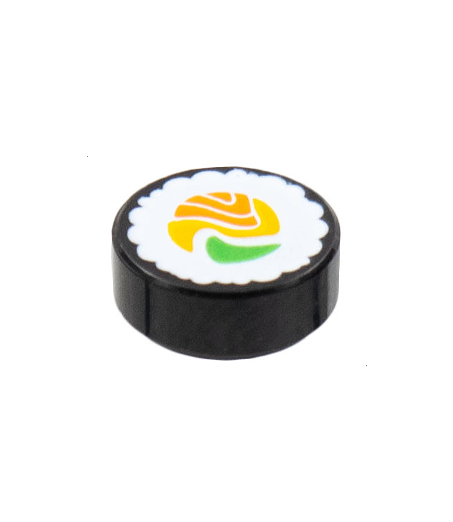  - Tegel, rond 1 x 1 met sushirol­patroon - Black | N