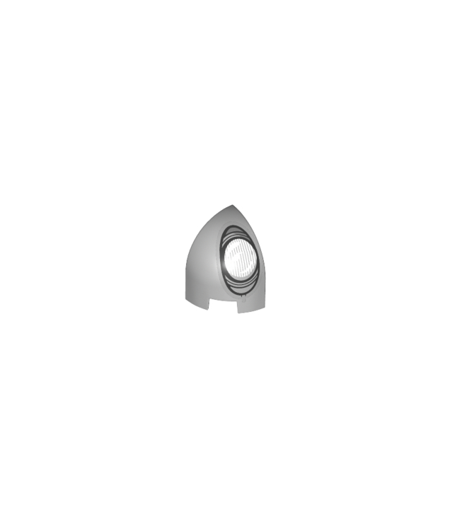  - Helling, gebogen 1 x 1 x 1 1/3 ronde hoek met wit en zilver koplamp­patroon model rechterzijde - Light Bluish Gray | N
