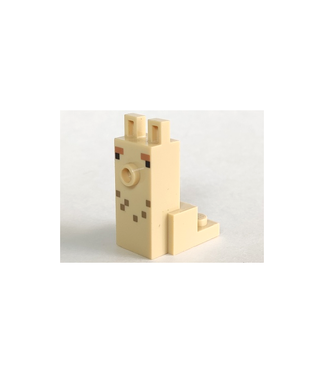  - Wezenkop gepixeld met lang gezicht en nop, zwarte ogen, medium­nougat wenkbrauwen en donkerbruine vlekken­patroon 1 (Minecraft alpaca / lama) - Tan | N